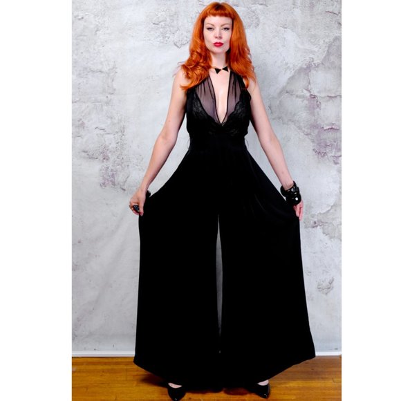 The Limited black chiffon wide legged chiffon jump - Picture 3 of 5